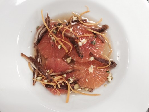 citrus with syrup dates pistachios